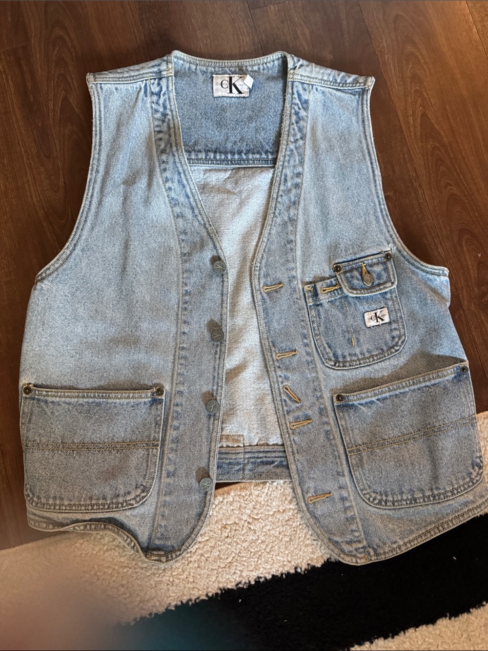 Calvin Klein Vintage Light Blue Denim Utility Vest M